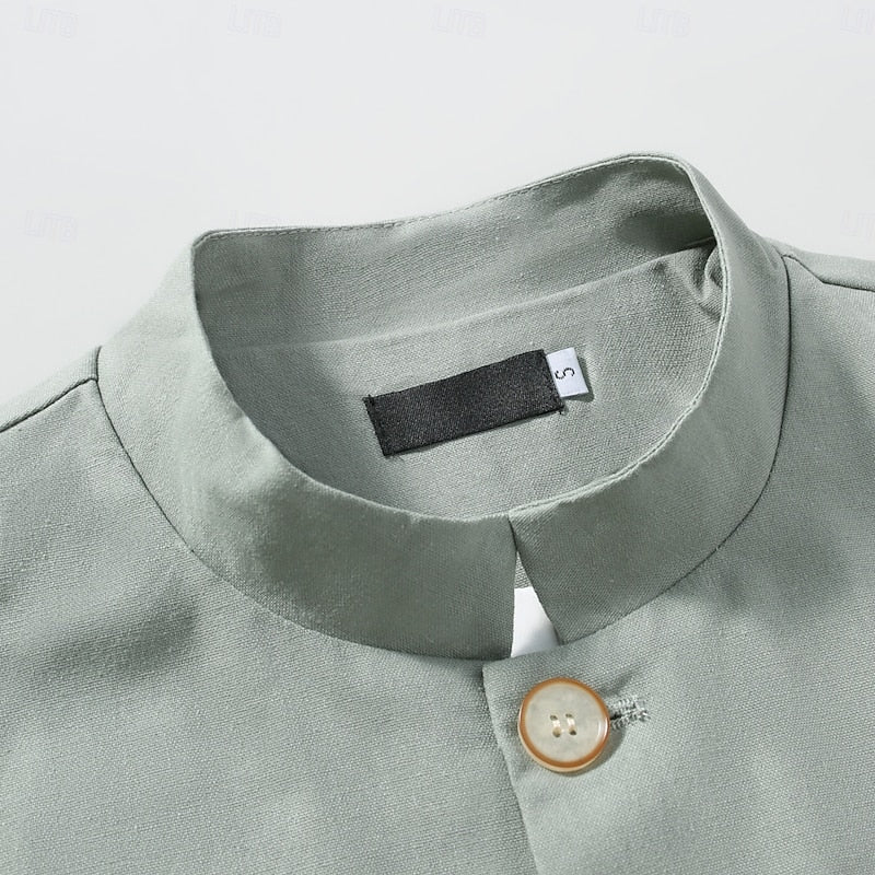 Men's green mandarin-collar jacket for chilly autumn and winter days