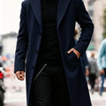 Men's navy tailored longline coat for the autumn and winter season