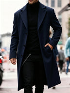 Men's navy tailored longline coat for the autumn and winter season