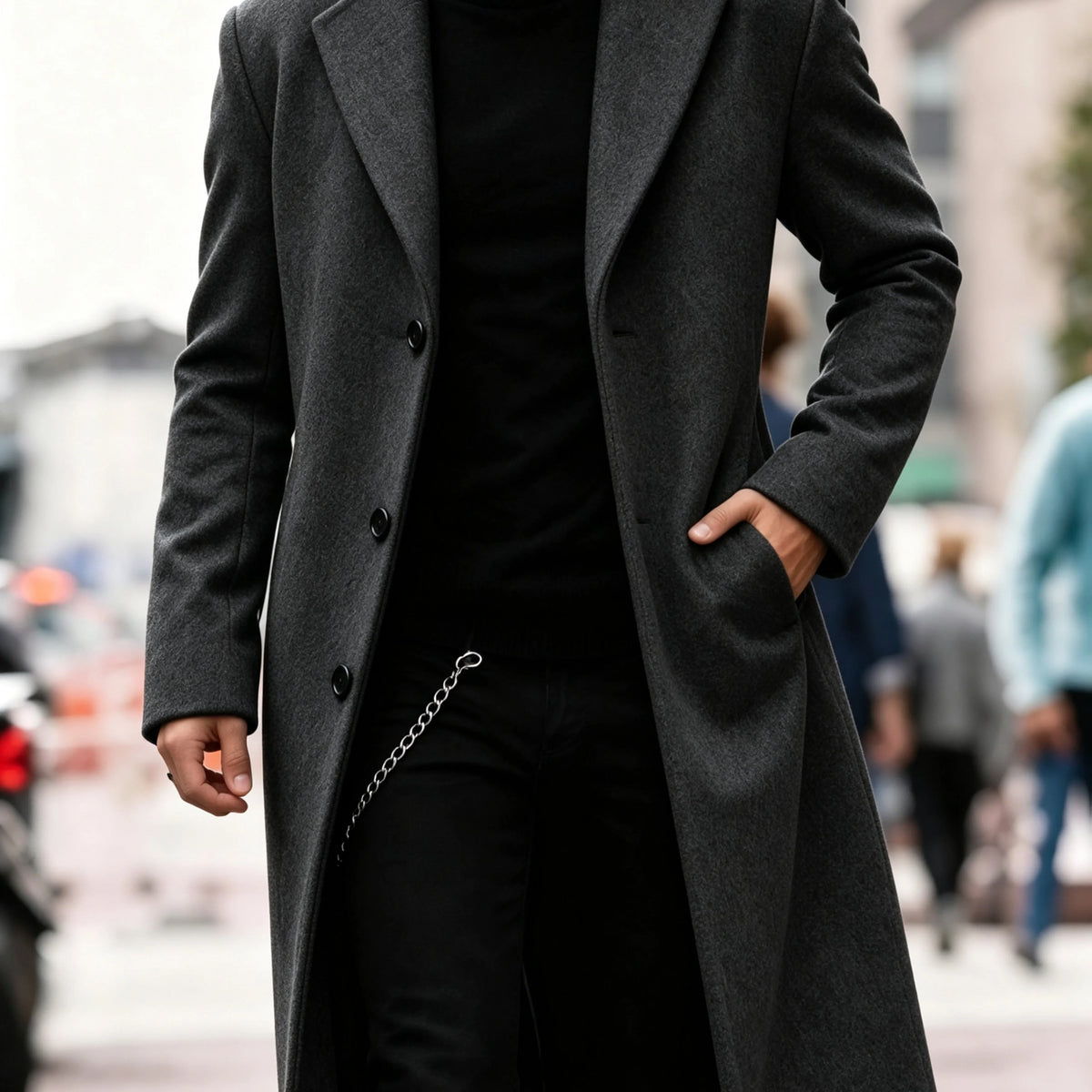 Men's dark grey tailored longline coat for the autumn and winter season