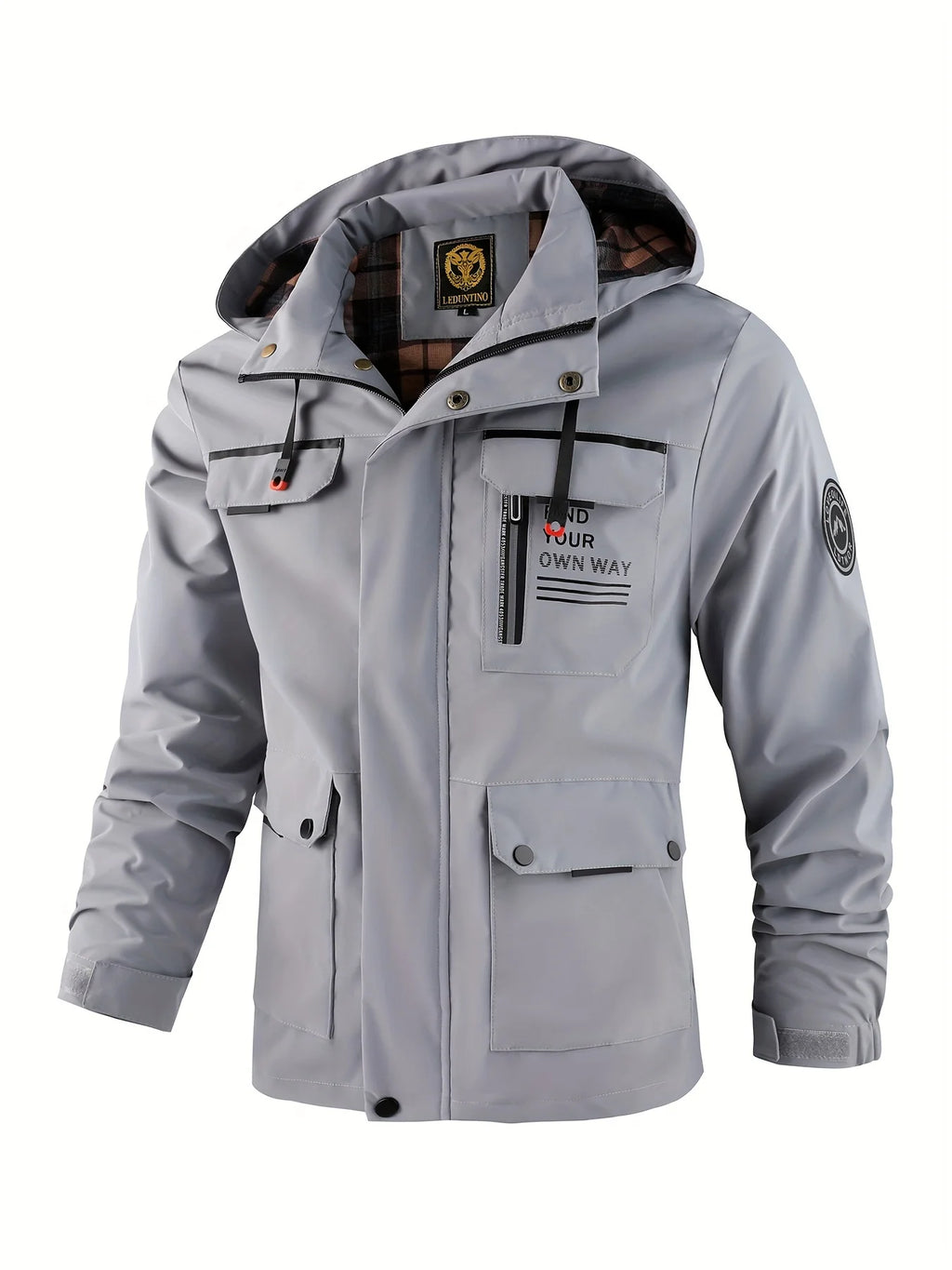Men's grey flared hooded jacket for everyday autumn and winter wear