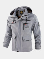 Men's grey flared hooded jacket for everyday autumn and winter wear