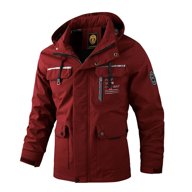 Men's red flared hooded jacket for everyday autumn and winter wear