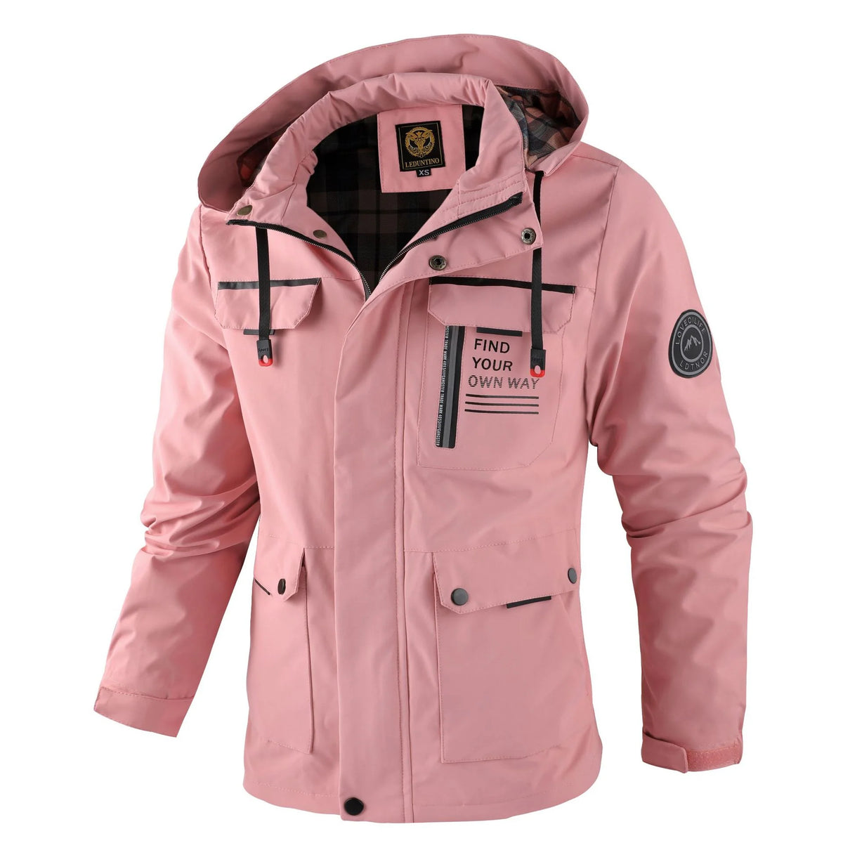 Men's pink flared hooded jacket for everyday autumn and winter wear