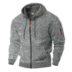 Men's light grey fleece-lined zip-up jacket for the colder autumn days