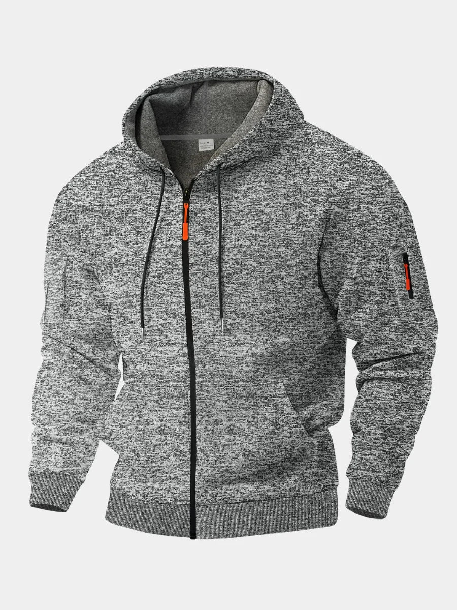 Men's light grey fleece-lined zip-up jacket for the colder autumn days