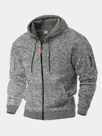 Men's light grey fleece-lined zip-up jacket for the colder autumn days