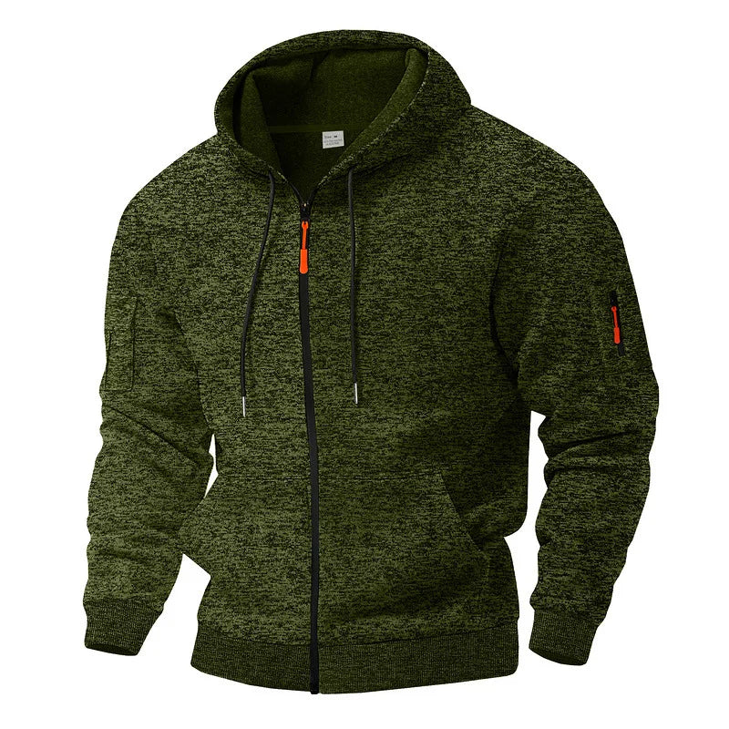 Men's navy blue fleece-lined zip-up jacket for the colder autumn days