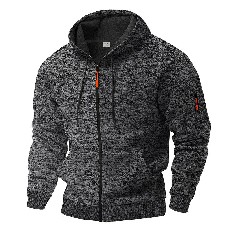 Men's burgundy fleece-lined zip-up jacket for the colder autumn days