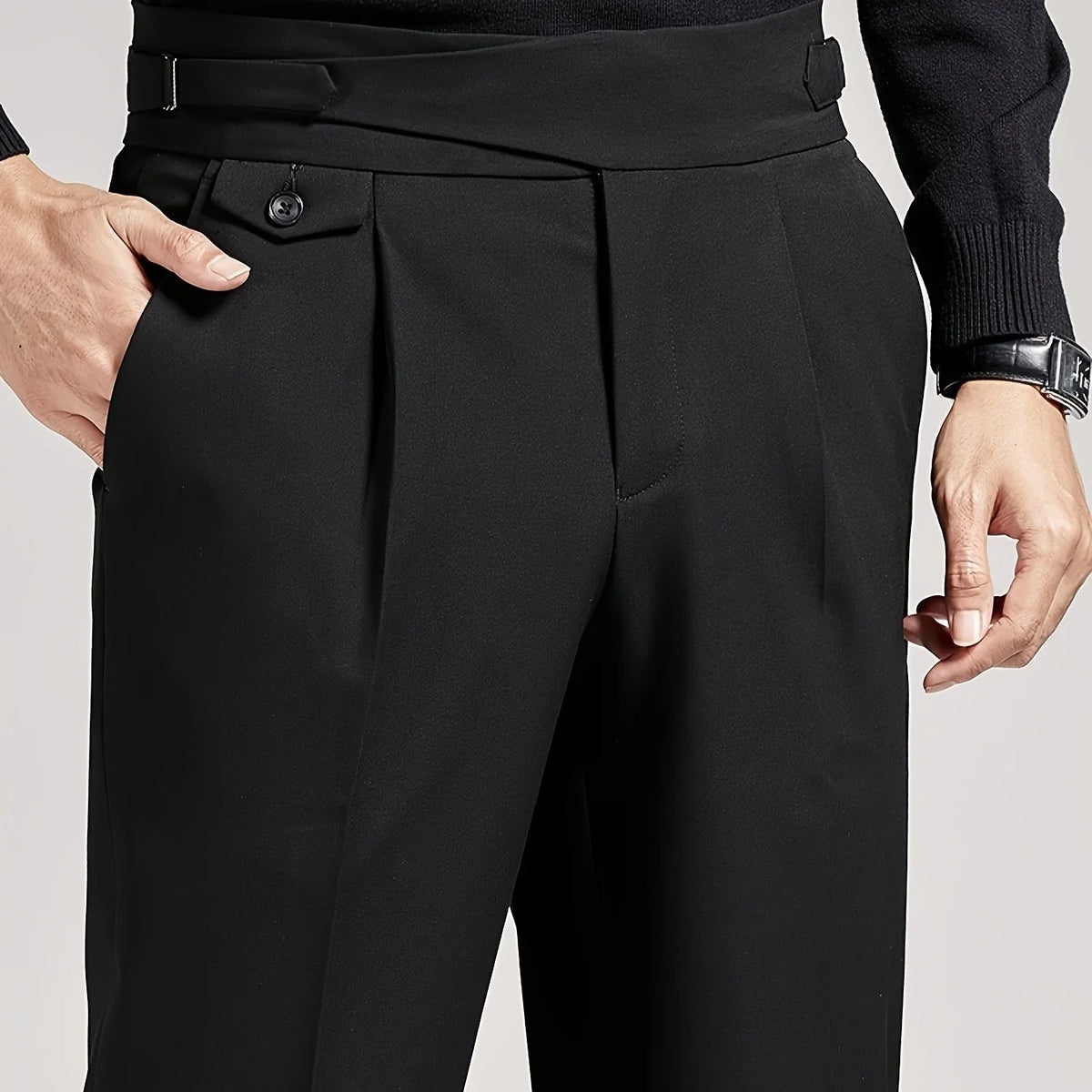 Men's black tailored pleated trousers