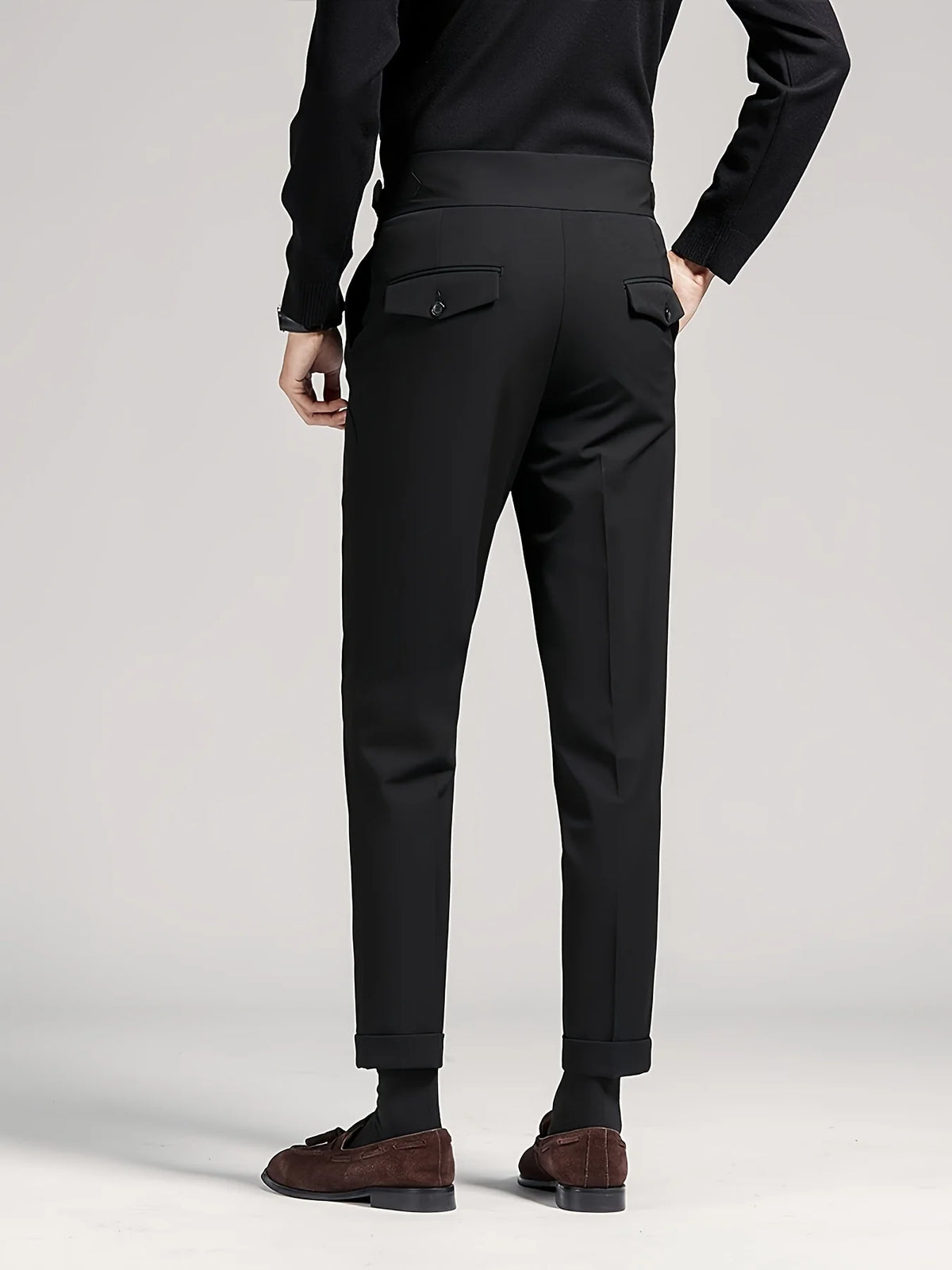 Men's grey tailored pleated trousers