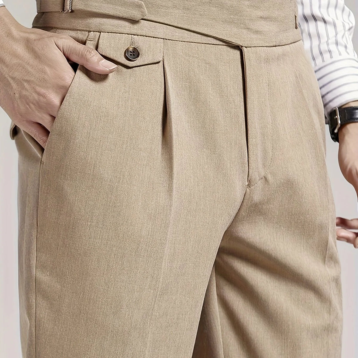 Men's black tailored pleated trousers