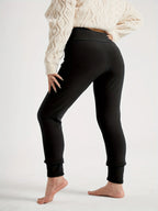Women's black high-waist fleece-lined leggings in autumn and winter