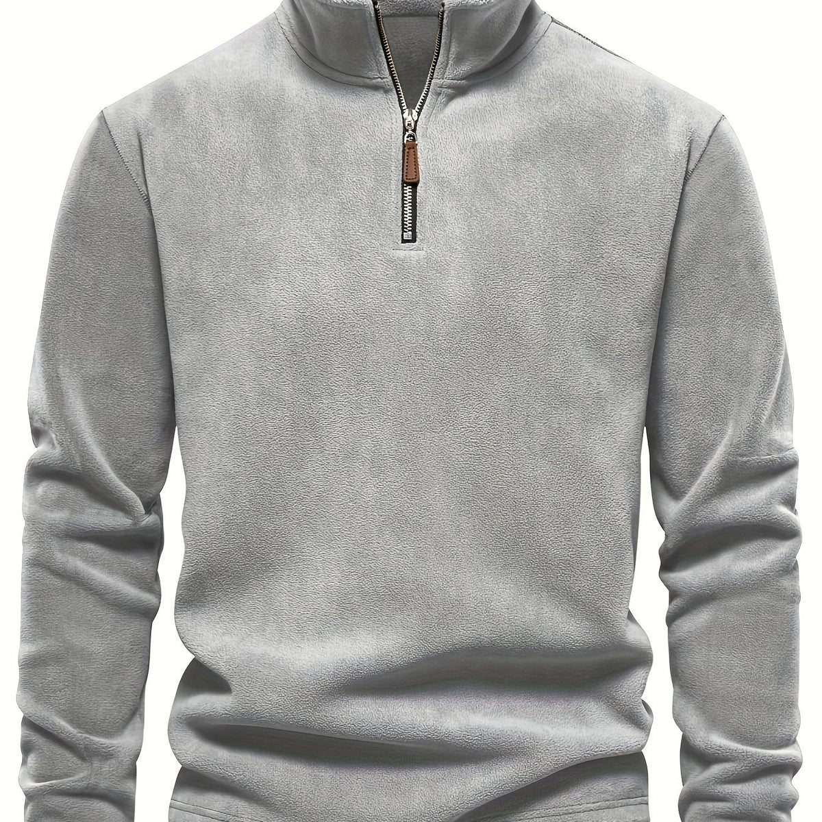 Men's grey half-zip stand collar pullover for everyday winter wear