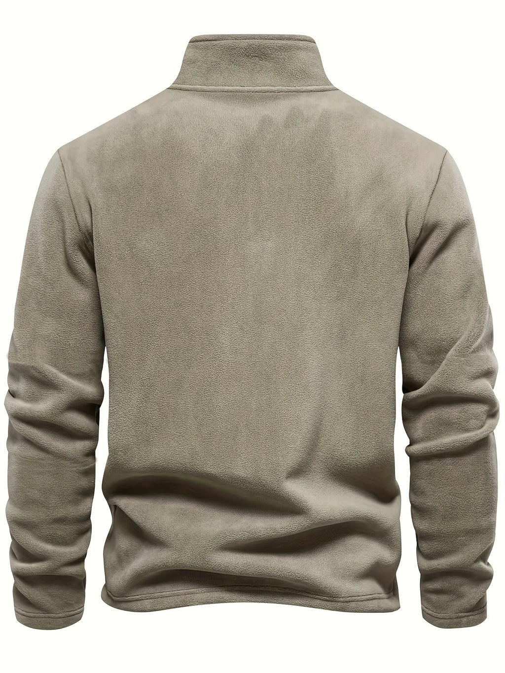 Men's khaki half-zip stand collar pullover for everyday winter wear