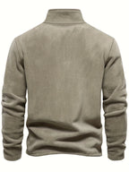 Men's khaki half-zip stand collar pullover for everyday winter wear