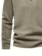 Men's khaki half-zip stand collar pullover for everyday winter wear
