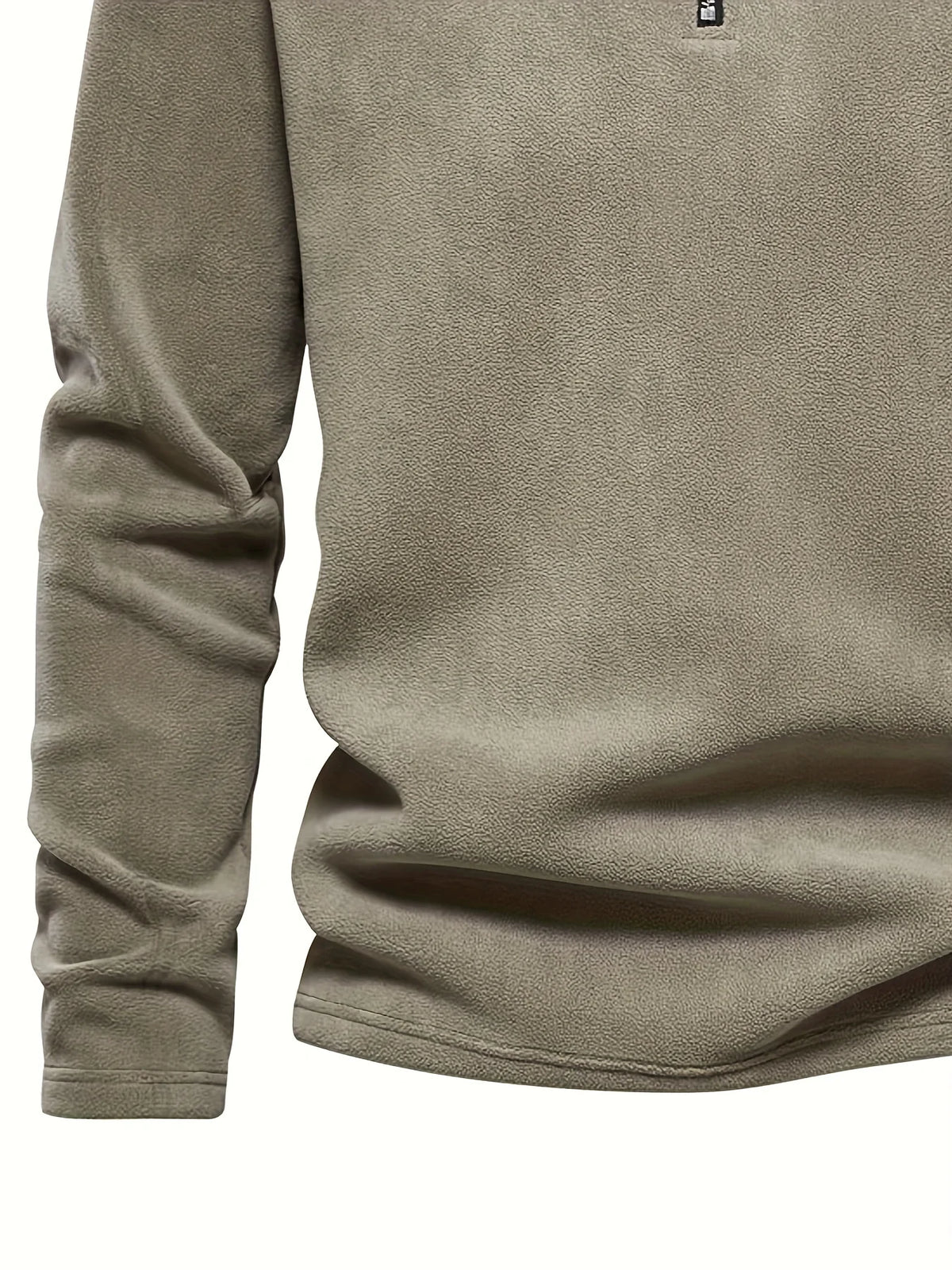 Men's khaki half-zip stand collar pullover for everyday winter wear