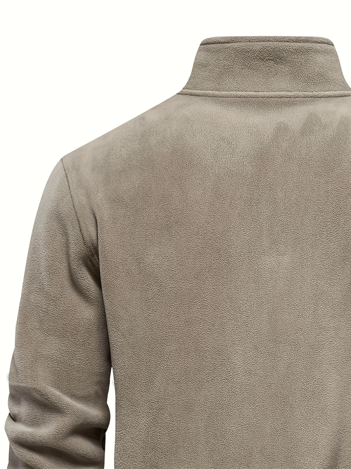 Men's khaki half-zip stand collar pullover for everyday winter wear