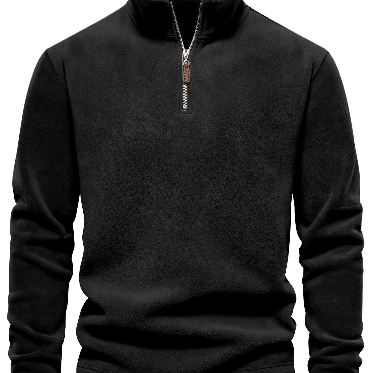 Men's black half-zip stand collar pullover for everyday winter wear