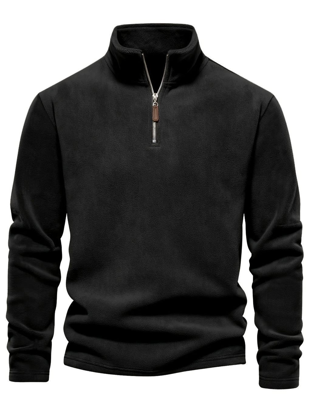 Men's black half-zip stand collar pullover for everyday winter wear
