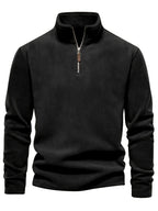 Men's black half-zip stand collar pullover for everyday winter wear