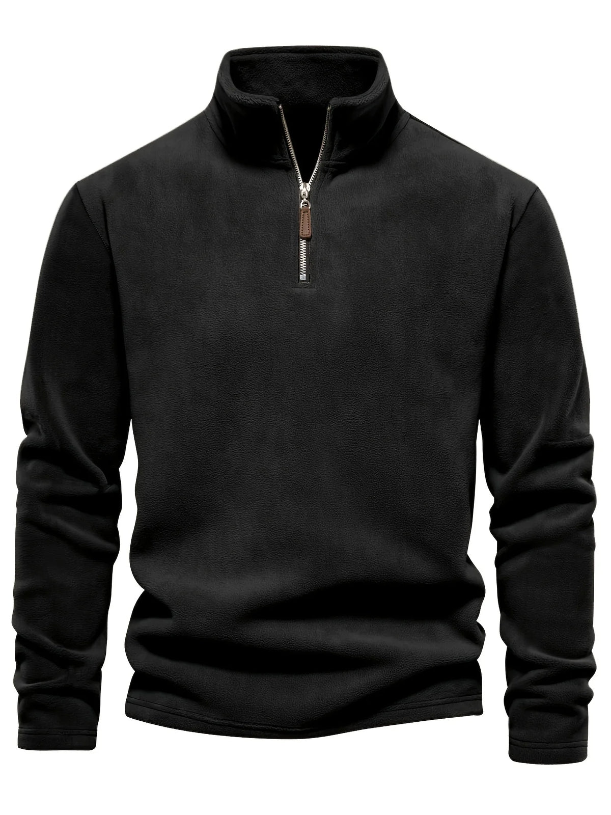 Men's black half-zip stand collar pullover for everyday winter wear