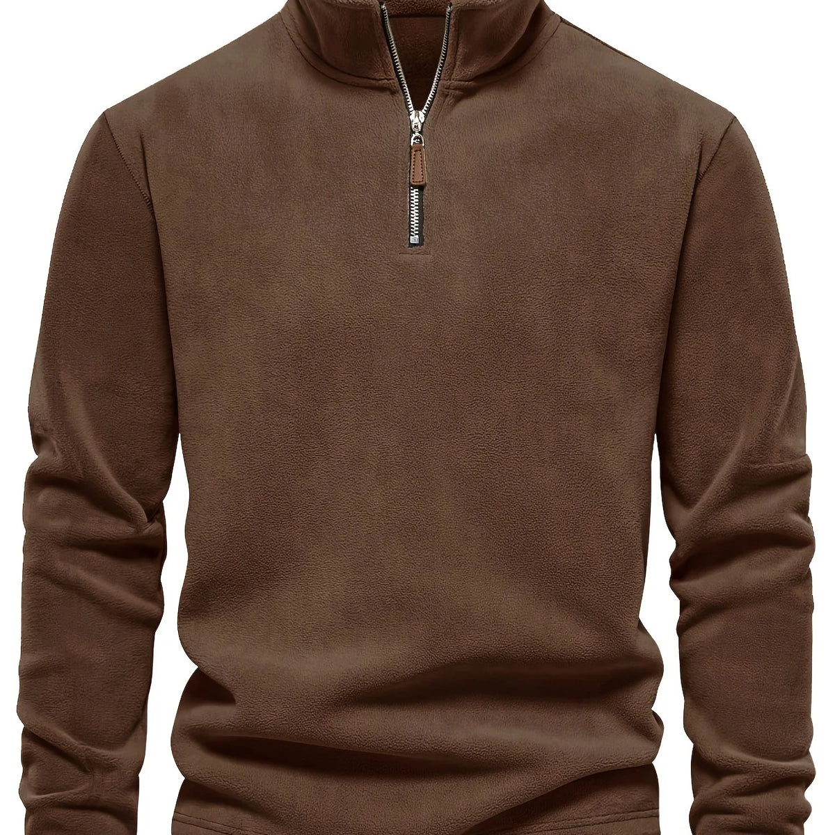 Men's red half-zip stand collar pullover for everyday winter wear