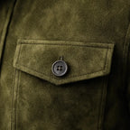 Men's brown classic pocket suede jacket for autumn and winter wear