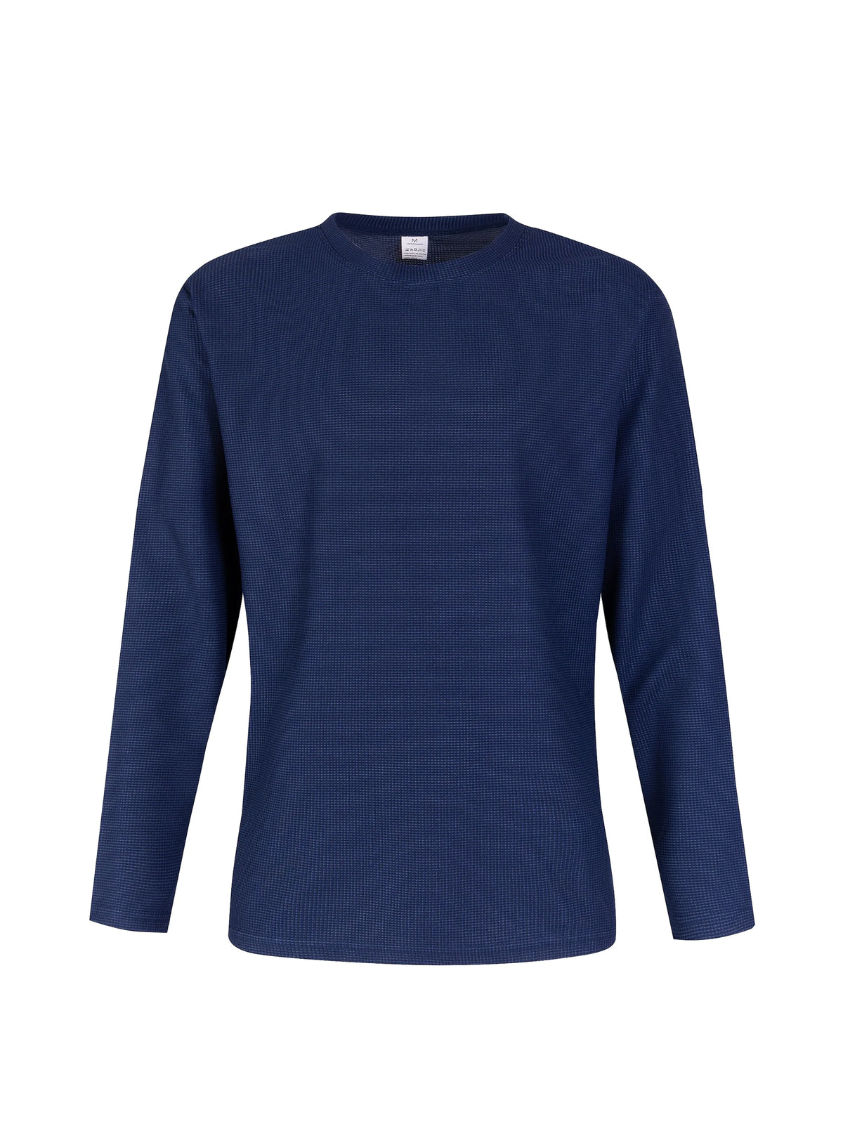 Men's sky blue waffle knit long sleeve top for autumn and winter layering