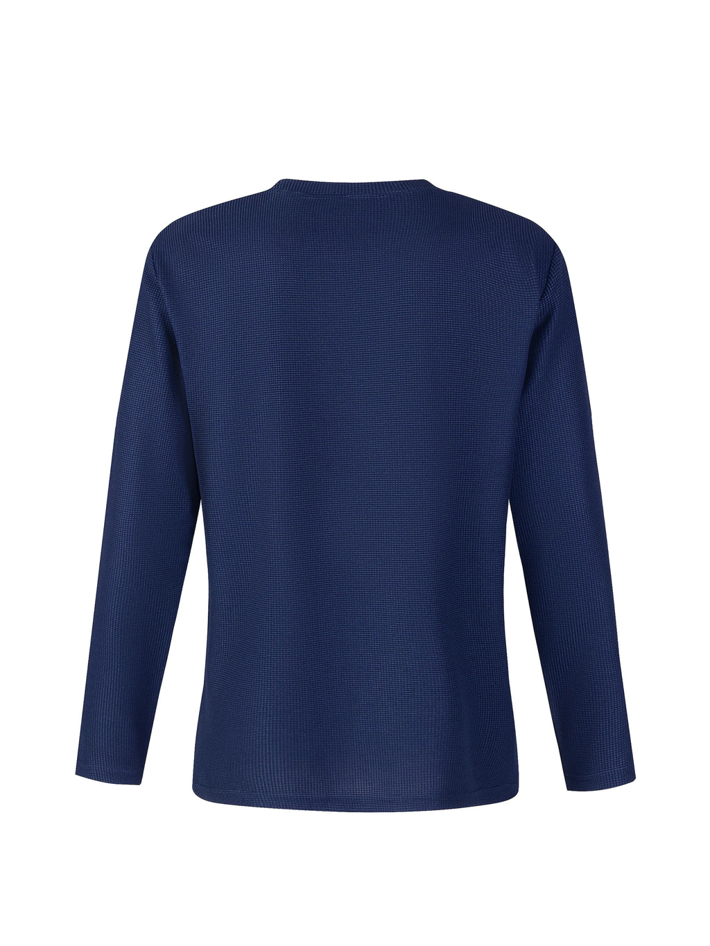 Men's sky blue waffle knit long sleeve top for autumn and winter layering