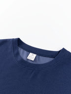 Men's sky blue waffle knit long sleeve top for autumn and winter layering