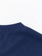 Men's deep sky blue waffle knit long sleeve top for autumn and winter layering