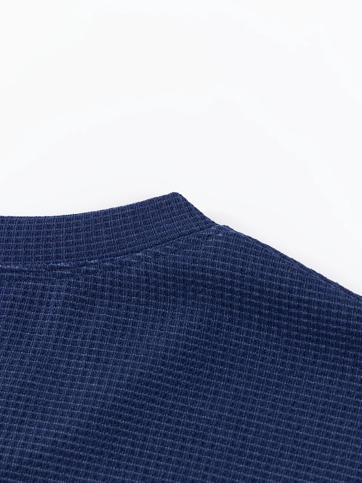 Men's deep sky blue waffle knit long sleeve top for autumn and winter layering
