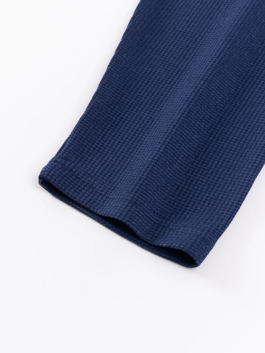 Men's deep sky blue waffle knit long sleeve top for autumn and winter layering