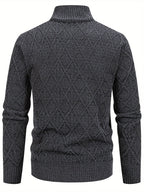 Men's black geometric knit cardigan for autumn and winter layering