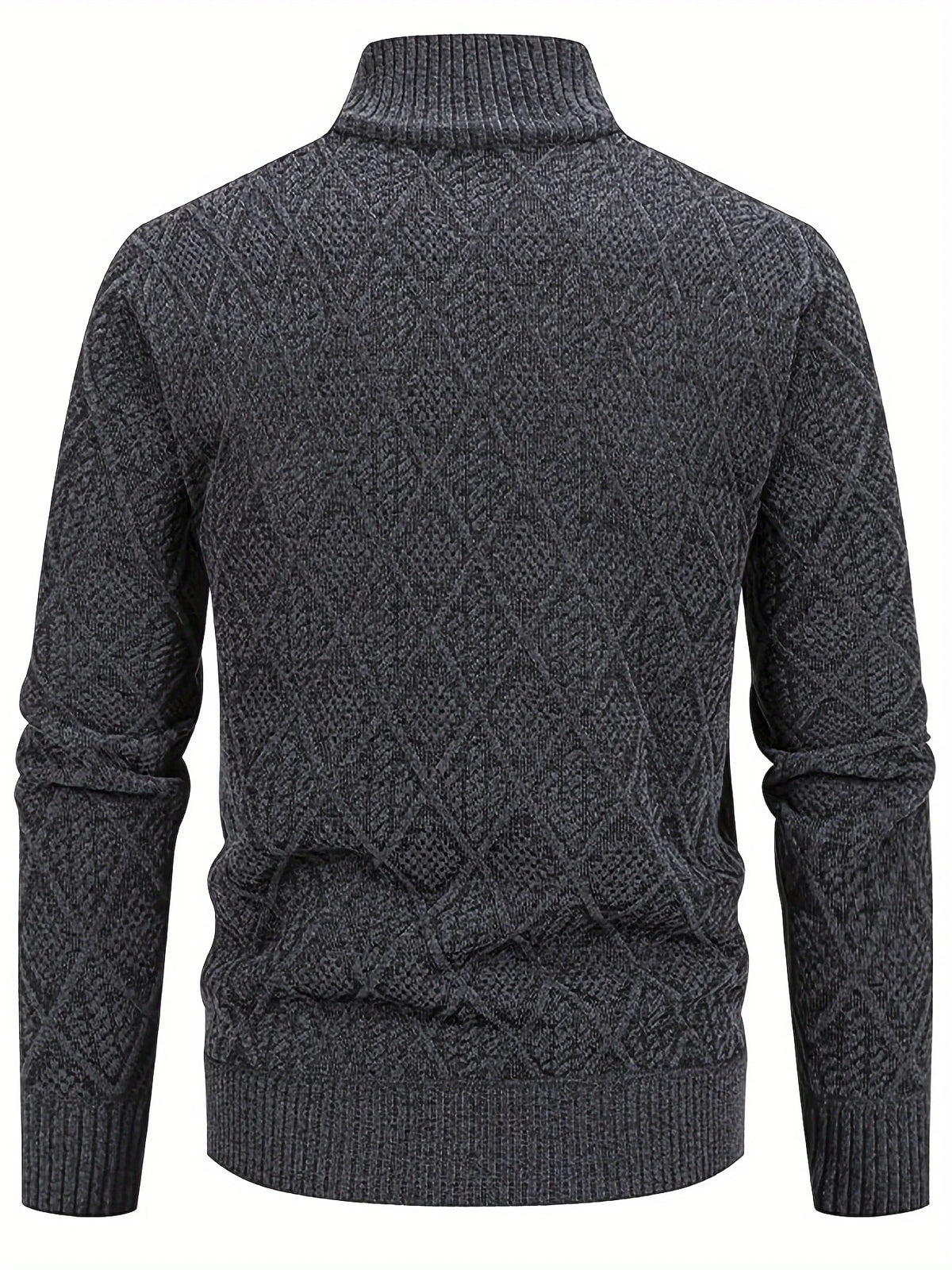 Men's black geometric knit cardigan for autumn and winter layering