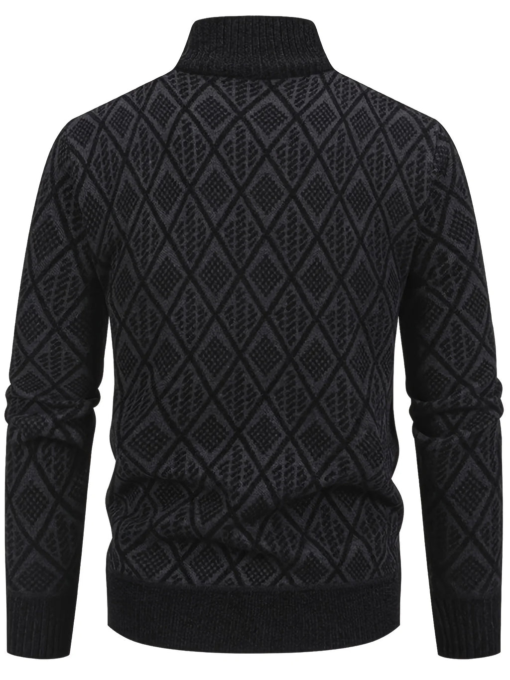 Men's black geometric knit cardigan for autumn and winter layering