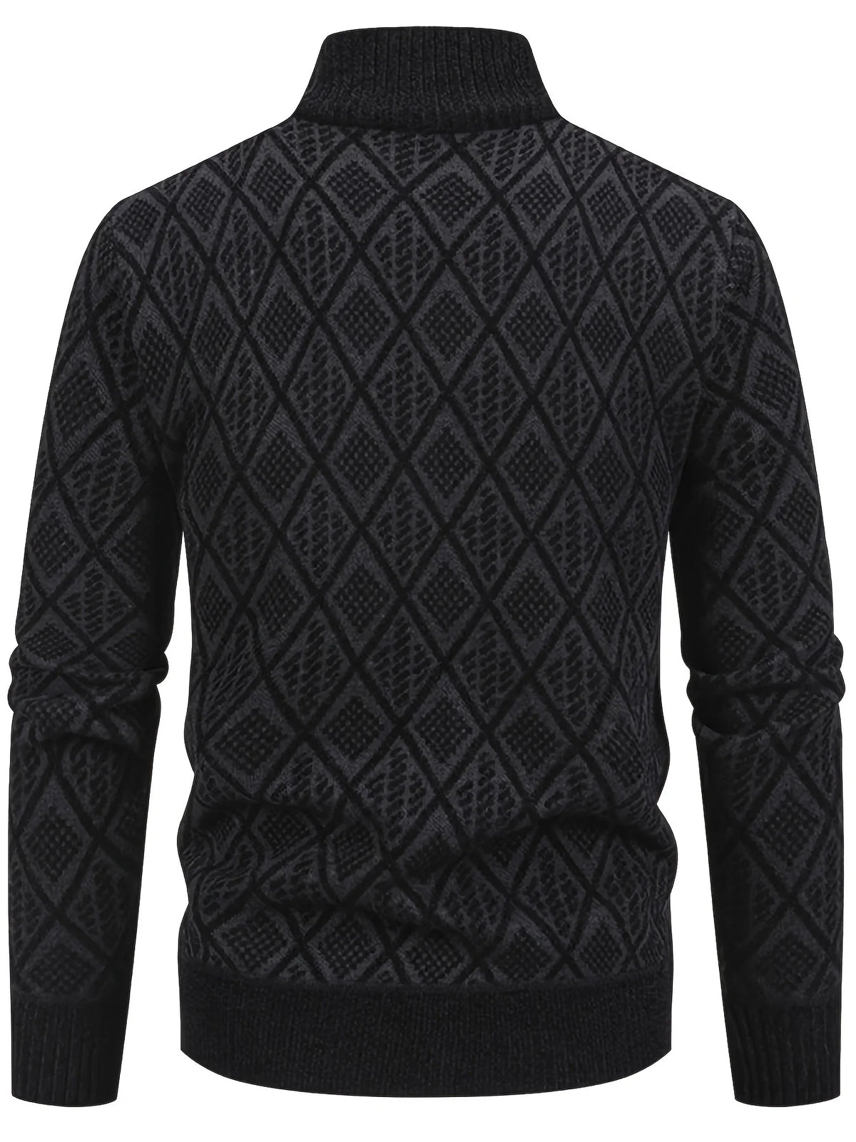 Men's black geometric knit cardigan for autumn and winter layering
