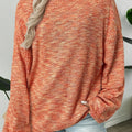 Women's orange-red relaxed waffle knit sweater for everyday winter wear