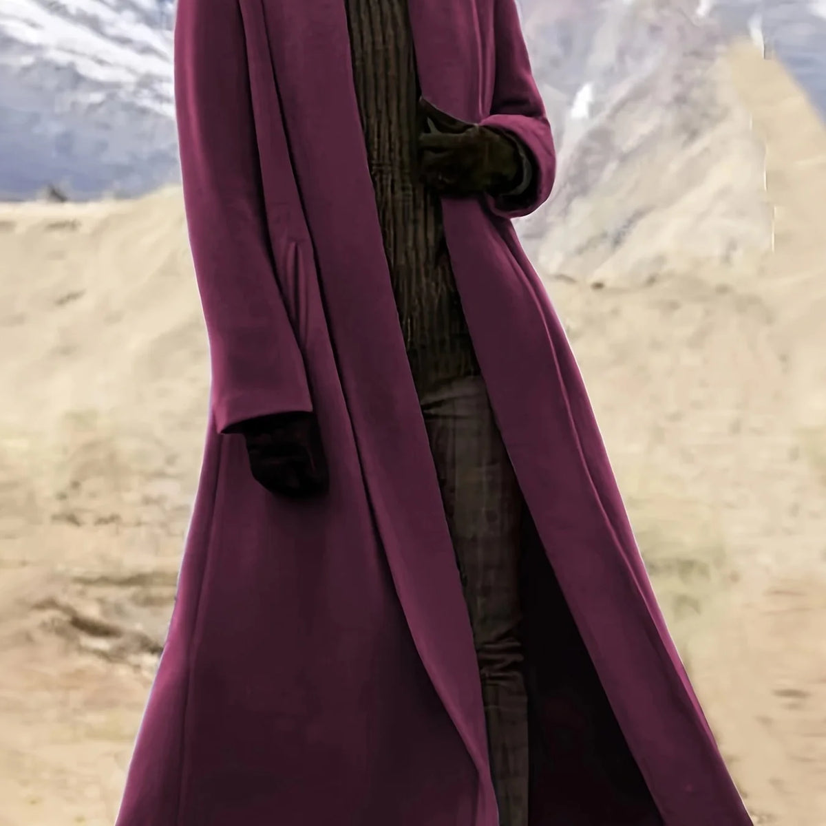 Women's grey draped longline coat for everyday autumn and winter wear