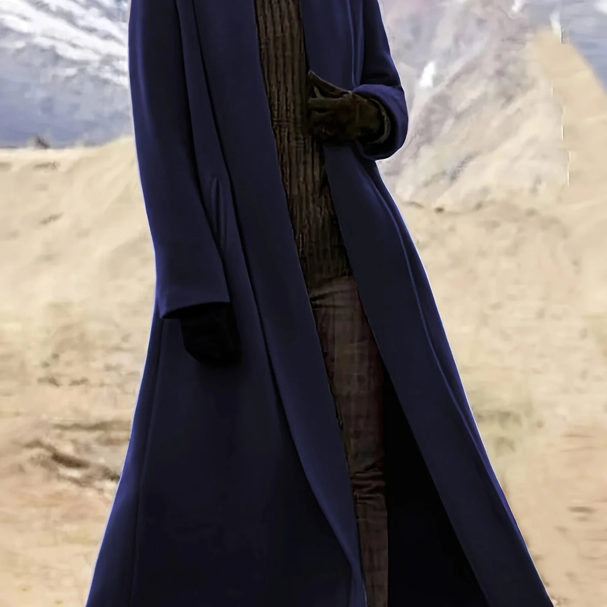 Women's dark brown draped longline coat for everyday autumn and winter wear