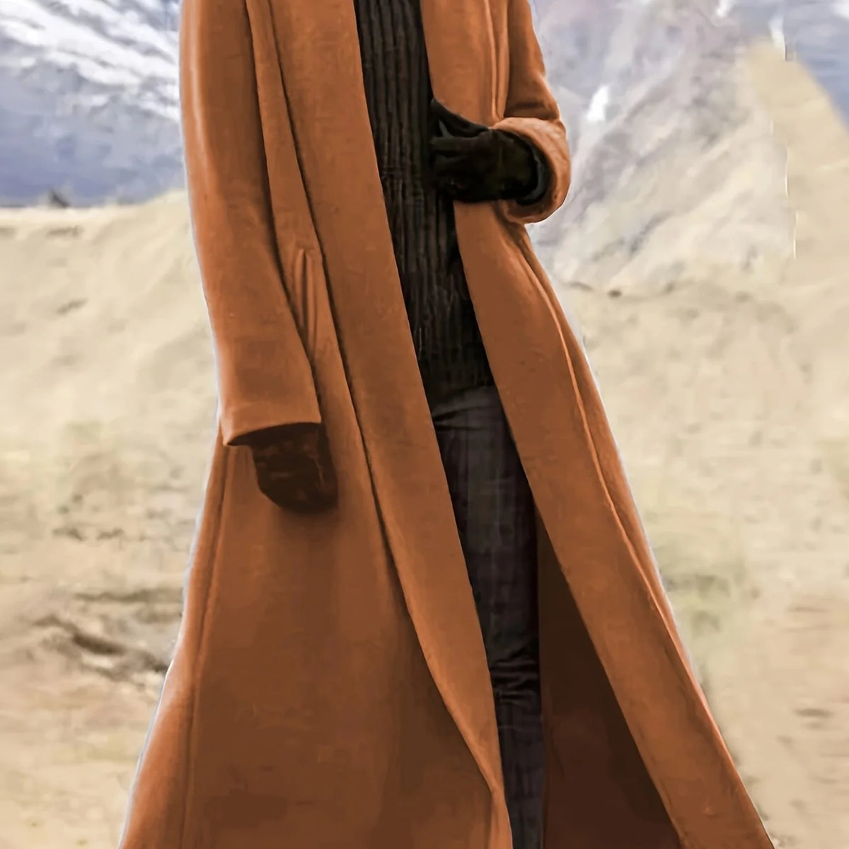 Women's purple draped longline coat for everyday autumn and winter wear