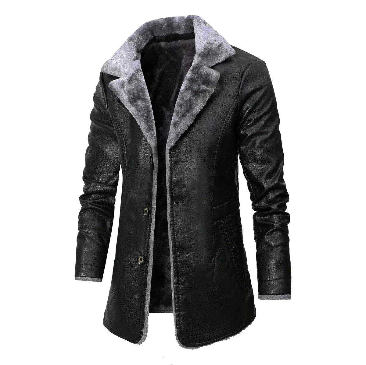 Men's brown heritage fur-lined coat for cold autumn and winter days