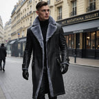 Men's black heritage fur-lined coat for cold autumn and winter days