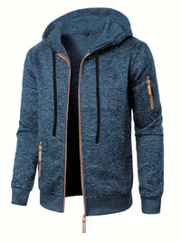 Men's Zip-Up Knit Hoodie for Layering This Winter