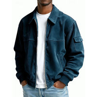 Men's Ribbed Zip-Up Jacket for the Colder Winter Months