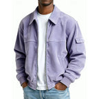 Men's light green ribbed zip-up jacket for the colder autumn and winter months
