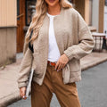 Women's khaki cropped quilted floral bomber jacket for winter wear