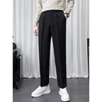Men's black tailored wide-leg trousers for cold autumn and winter days